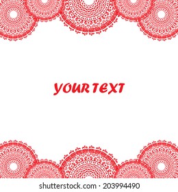 red white frame - circular mandala doodle style.