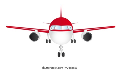red and white front plane isolated over white background vector