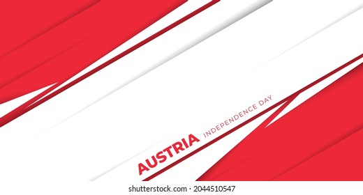 Red and white geometric abstract background with Austria Independence day text design. Good template for Austria Independence day or National day design.