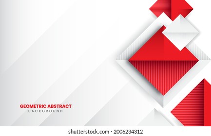 Red and white geometric background. Template design for poster, banner, backdrop, flyer, etc. Vector illustration
