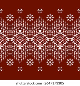 Étnica geométrica vermelha e branca, tradicional, abstrata, sem costura, design de padrão para envoltório, tapete, decorativo, papel de parede, moda, tecido, ilustração, fundo, nativo navajo, cultura, vintage 