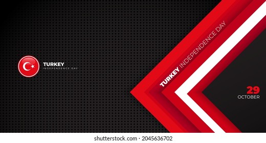 Red and white geometric on black background design. Turkey Independence day. Good template for Turkey Independence day or national day design.