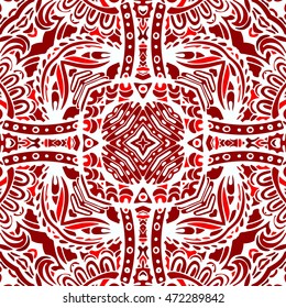 Red and white geometric ornament. Texture Background