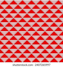 Red white geometric seamless pattern simple vector graphic design with triangles
