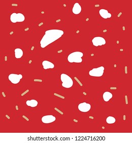 Red and white geometric shapes. Winter background.