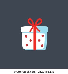 red white gift box in flat vector design.