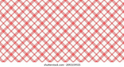 Vector de tela de gingham blanco rojo. Patrón de manteles de cuadros. Textura vectorial sin costura tradicional. Patrón de trenzas de Gingham.
