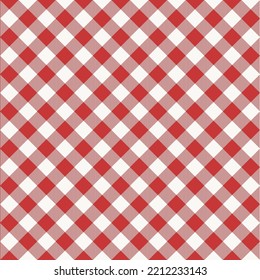 Vector de tela de gingham blanco rojo. Patrón de manteles de cuadros. Textura vectorial sin costura tradicional. Patrón de trenzas de Gingham.