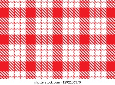 Red and white Gingham pattern. Scottish Woven Pattern - Vector illustration