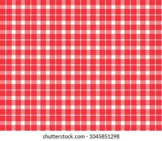 red and white Gingham pattern. Texture from rhombus/squares for - plaid, tablecloths, clothes, shirts, dresses, paper and other textile products. Vector illustration.