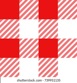 Red and White Gingham Tablecloth Seamless Pattern 