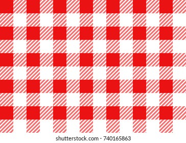 Red and White Gingham Tablecloth Seamless Pattern 
