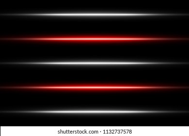 Red And White Glowing Neon Lights Line Abstract Banner Wallpaper Background Template. Vector