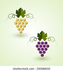 Red and white grape bunch in simple retro style