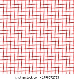 Red and white graph paper grid check. Seamless vector stitched squares design suitable for fashion, home decor, background and stationary.