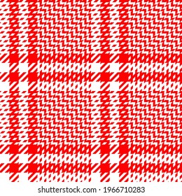 Red and white graphic plaid. Woven look two colour tartan design. Seamless vector suitable for fashion, home decor and stationary.