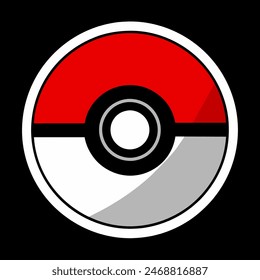 A red, white, and gray Pokemon ball on a black background