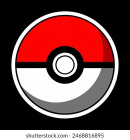 A red, white, and gray Pokemon ball on a black background
