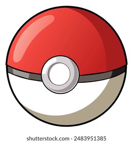 A red, white, and gray Pokemon ball on a black background