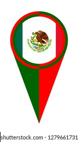 Red white and green Mexico map pointer pin icon location flag marker