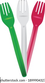 red white green white plastic forks