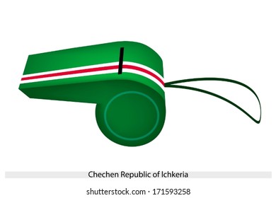 A Red, White and Green Stripe of The Chechen Republic of Cheri Flag on A Whistle, The Sport Concept and Political Symbol. 