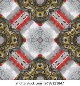 Red White Grey Intricate Vector Pattern