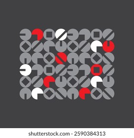 Red White Grey Modern Simple Circle Pattern for Background