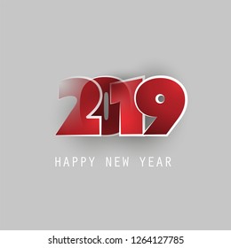 Red, White and Grey New Year Card, Cover or Background Design Template - 2019
