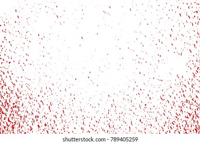 Red and white grunge wall texture. Vector abstract vintage blood drops pattern. Bleeding background with noise and grain. Banner template.