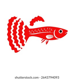 A red and white guppy fish vector inspired by Indonesia’s Independence Day. A vibrant aquatic tribute to national pride, perfect for themed designs or events.