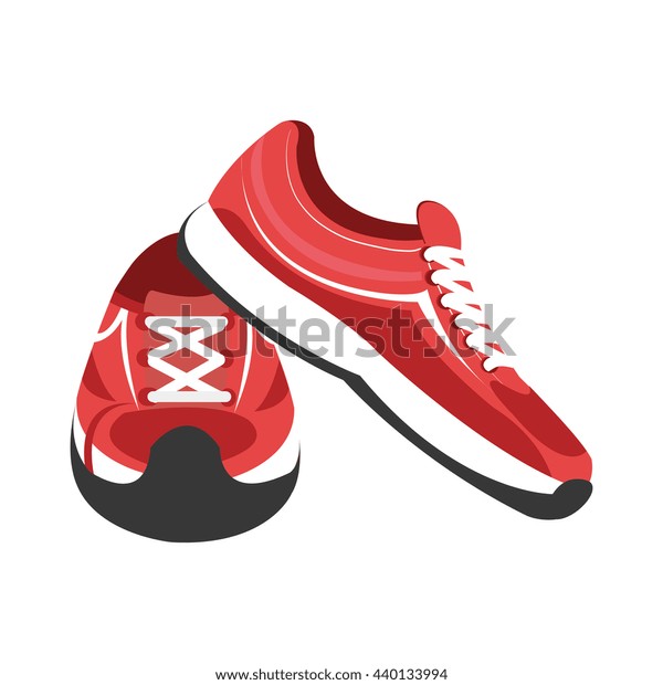 Red White Gym Sneakers On Side Stock Vector (Royalty Free) 440133994