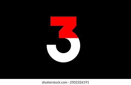 Red White Half Modern Number Logo