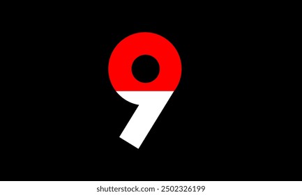 Red White Half Modern Number Logo