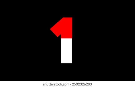 Red White Half Modern Number Logo