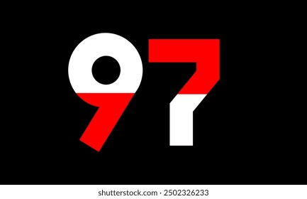 Red White Half Modern Number Logo
