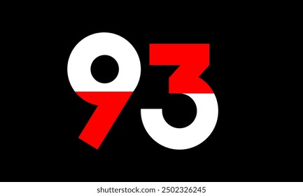 Red White Half Modern Number Logo