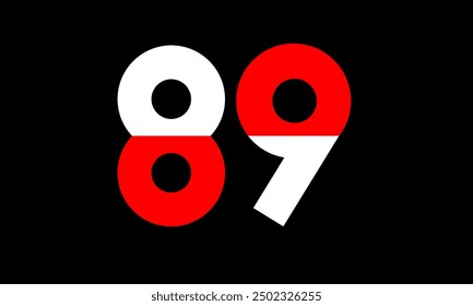 Red White Half Modern Number Logo