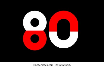 Red White Half Modern Number Logo