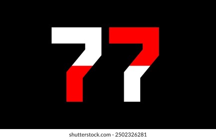 Red White Half Modern Number Logo