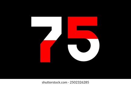 Red White Half Modern Number Logo