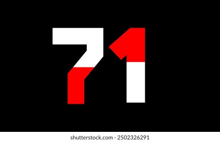 Red White Half Modern Number Logo