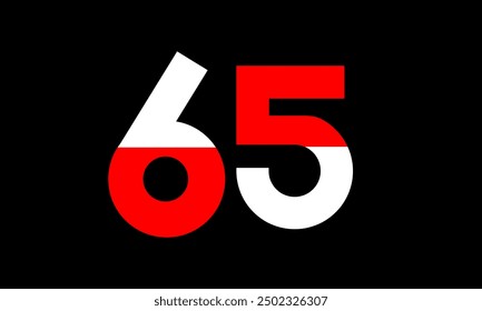 Red White Half Modern Number Logo
