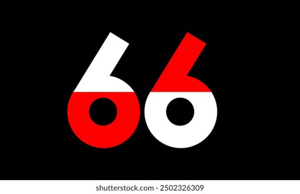 Red White Half Modern Number Logo