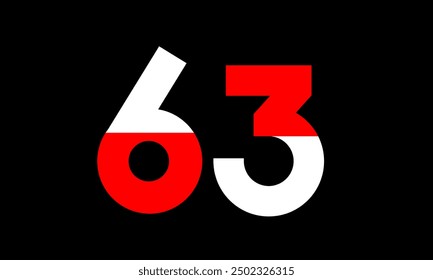 Red White Half Modern Number Logo