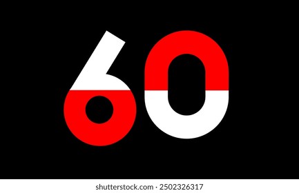 Red White Half Modern Number Logo