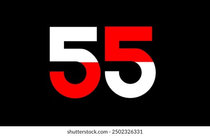 Red White Half Modern Number Logo