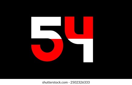 Red White Half Modern Number Logo