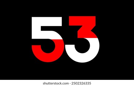 Red White Half Modern Number Logo