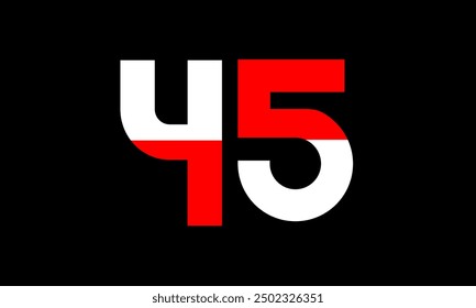 Red White Half Modern Number Logo